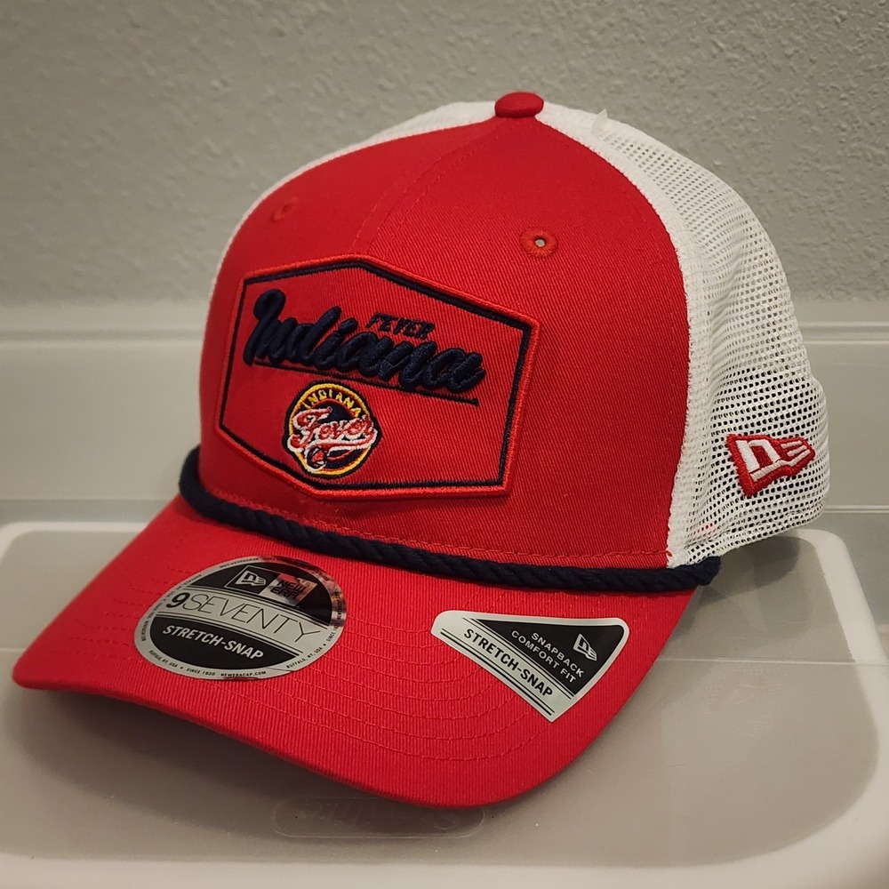Indiana Fever New Era 9SEVENTY Stretch Snap Trucker Hat Red WNBA Basketball Cap